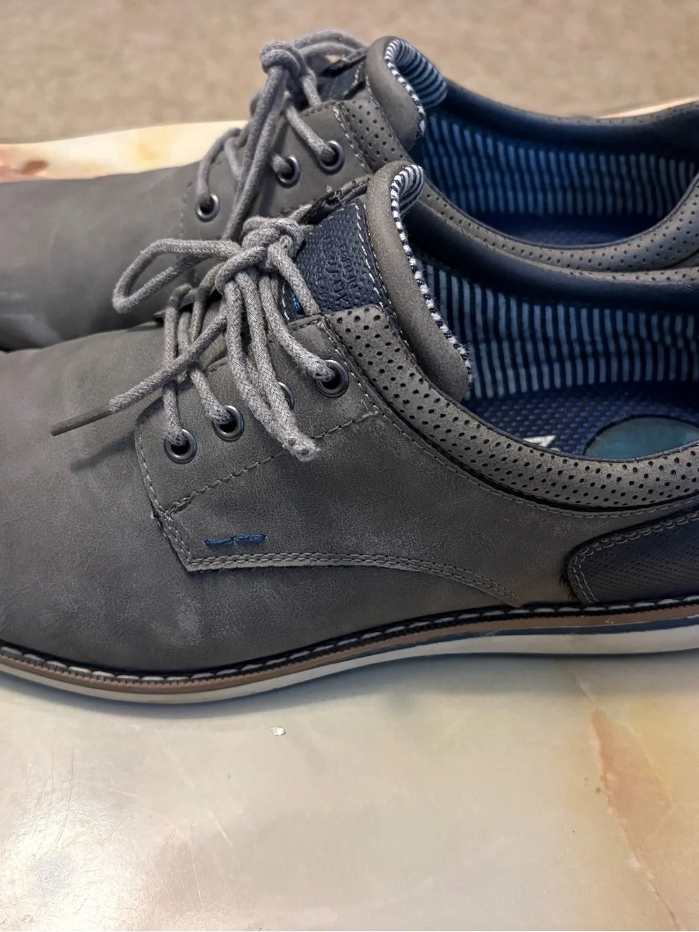 Nunn Bush Men's Chase Plain Toe Oxford 10M Gray Blue - Condition Great